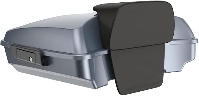 Advanblack Road Glide Tour Trunk Pack Gauntlet Grey Metallic Razor Tour Trunk Pack Backrest Pad for '97-'25 Harley Touring Road King Street Glide Electra Glide CVO models