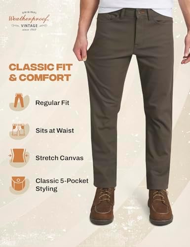 Weatherproof Vintage Fleece Lined Pants Men's - Regular Fit | Soft & Warm, Cold Weather Insulated Canvas Winter Pants for Men