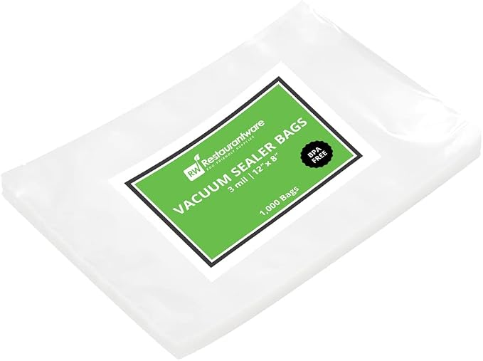 Restaurantware Fresh Hero 12 x 8 Inch Vacuum Sealer Bags 1000 Food Storage Bags - 3 mil Thick Microwavable Clear Plastic Sous Vide Bags Freezable For Storing Food Or Sous Vide Cooking