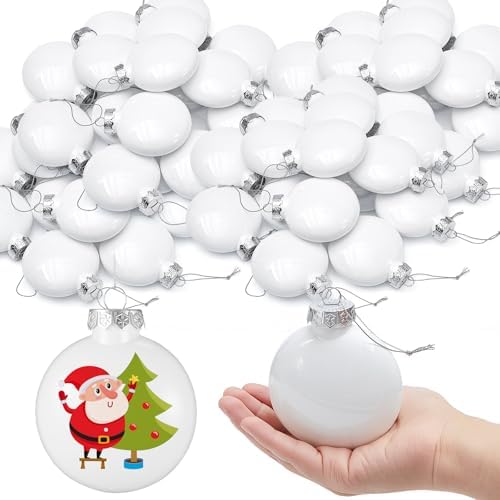 Zubebe 48 Pcs 3.15 Inch Blank White DIY Christmas Ball Ornaments for Craft