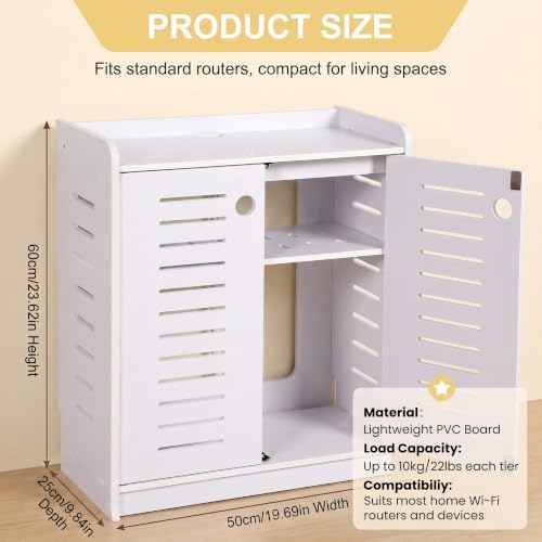 WiFi Router Storage Cabinet, Router Hider Box, Elegant White