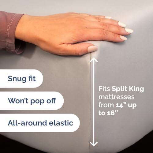 Flex Top Split Head King 4 Piece Sheet Set - Soft & Breathable - Light Grey