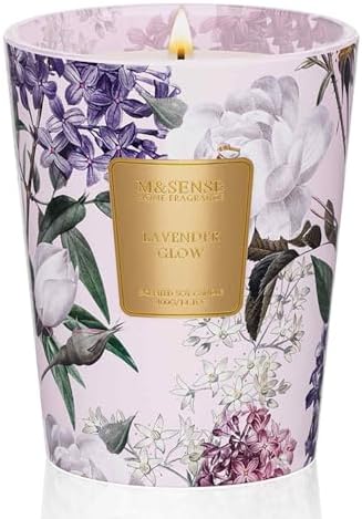 M&SENSE Lavender Glow Soy Candle, 14.1oz, Sleep Calming Candles