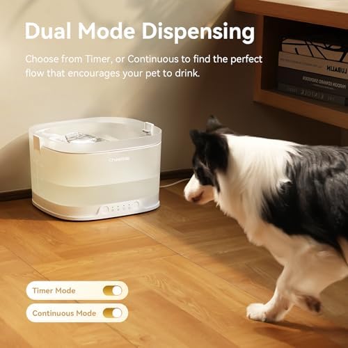 Cheerble Pumpless Dog Water Fountain, 4L/135oz D1 Automatic Pet Water Dispenser for Dogs MagDrive™ Technology Dual Mode Dispensing, No Cleaning Hassle, No Electrical Leakage, BPA-Free