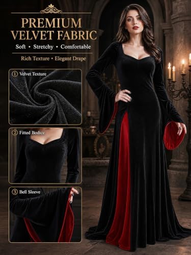 Women's Gothic Velvet Vampire Dress Victorian Halloween Costume
