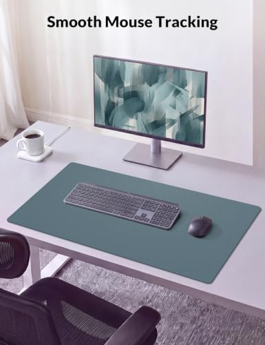 Leather Desk Mat 36" x 17", Baby Blue PU Leather Desk Pad Protector