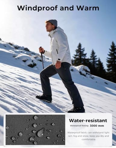 wantdo Men's Fleece Lined Pants Insulated Softshell Ski Snow Hiking Pant