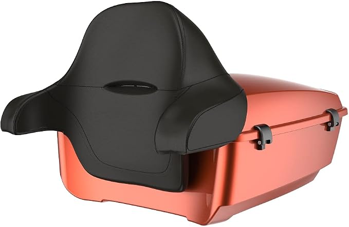 Advanblack Road Glide Tour Trunk Pack Orange Lava King Tour Trunk Pack Luggage +Wrap-Around Backrest Pad for '97-'25 Harley Touring Road King Street Glide Electra Glide CVO models
