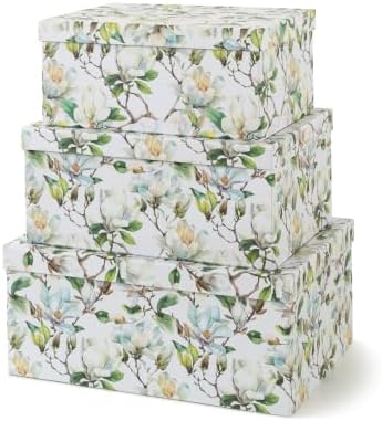Soul & Lane - Magnolia Garden Decorative Storage Boxes with Lids, Set of 3