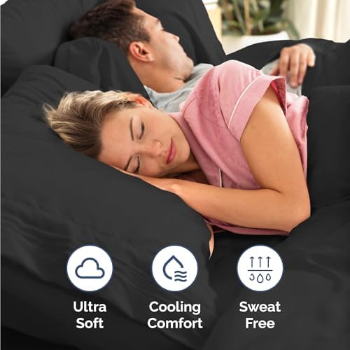Twin Size 3 Piece Sheet Set - Comfy Breathable & Cooling Sheets - Black