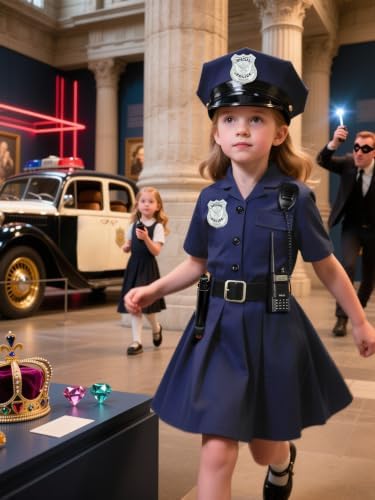 Doxrmuru Police Costume for Girls Police Outfit with Toy Gun,Cop Accessories