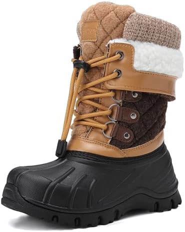 EQW Kids Waterproof Snow Boots, Fur Lined Winter Shoes for Boys & Girls