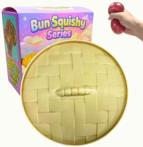 Stress Relief Squishy, Red Bun Slow Rising Squishies with Steamer Box