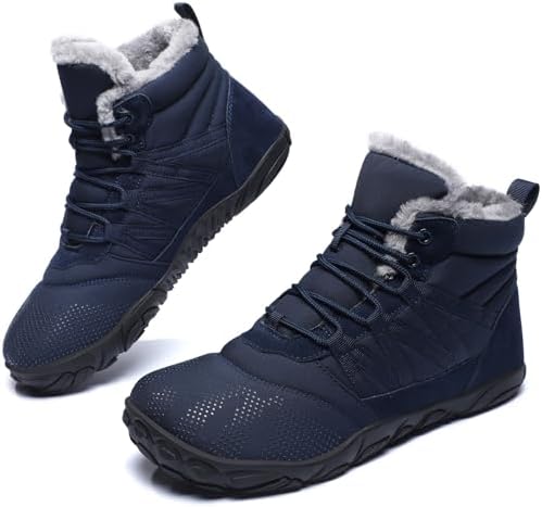Womens Mens Barefoot Boots Shoes Minimalist Winter Snow Boots Warm Ankle Booties Zero Drop Sole Wide Toe Box Slip on Sneakers