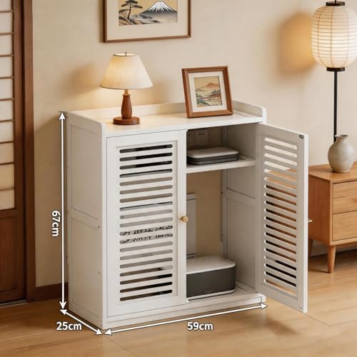 Router Storage Cabinet with Adjustable Shelves,Wifi Router Box Hider