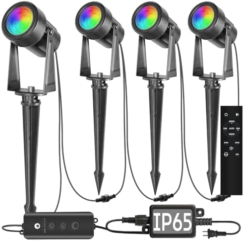 SUNTHIN 4 Pack Outdoor RGBW Landscape Lights, Color Changing Spot Uplights
