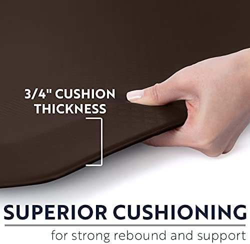 KANGAROO Anti Fatigue Mats for Kitchen Floor, 70x24 Runner, 3/4 Inch Cushioned Ergonomic Mat, Reduce Foot Pressure, Waterproof Comfort Rug for Under Sink, Office Standing Desk, Store Floors, Chocolate