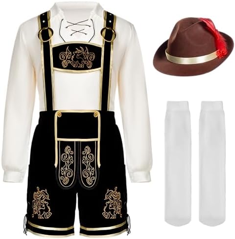 Spooktacular Creations Lederhosen Men Oktoberfest Outfit Costume, Halloween German Bavarian Costume for Adults Beer Festival