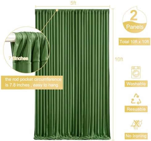 10x10 Valley Green Backdrop Curtain for Parties Wrinkle Free Dark Green Photo Curtains Backdrop Drapes Fabric Decoration for Baby Shower Birthday Party Photography 5ft x 10ft,2 Panels