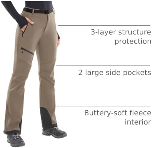 Heathyoga Snow Ski Pants Women Waterproof Softshell Insulated Winter Pants