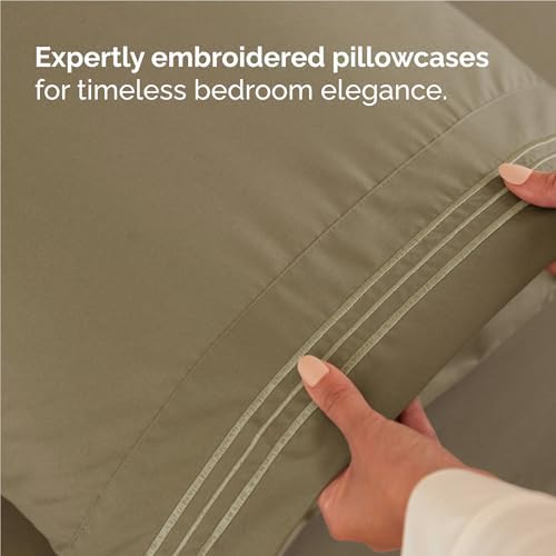 Full Size 4 Piece Sheet Set - Comfy Breathable & Cooling Sheets - Khaki