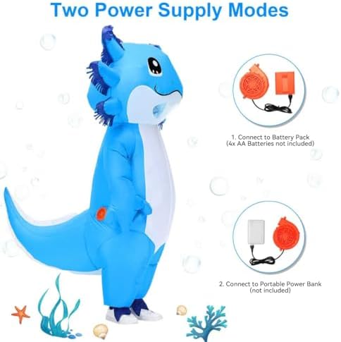 Stegosaurus Inflatable Axolotl Costume for Kids Halloween Kid Blow Up Costume Deluxe Blue Costumes for Girls Boys Cosplay Party