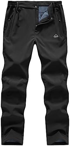 Gopune Men's Fleece Lined Snow Ski Pants Winter Waterproof Hiking Pants