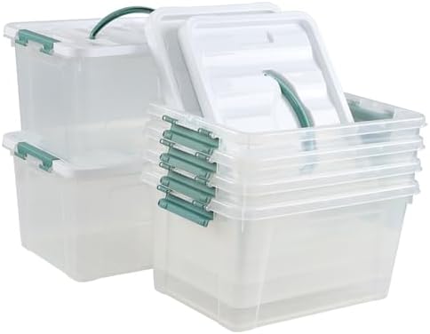 6-Pack Clear Latch Storage Box, 14 L Plastic Storage Bin