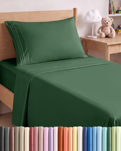 Twin XL Size 3 Piece Sheet Set - Comfy Breathable & Cooling - Emerald Green