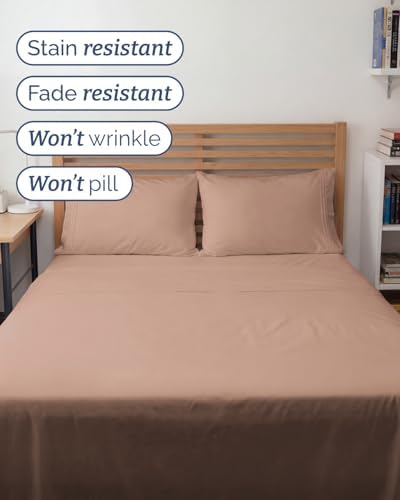 Full XL Sheets - 4 Piece Full XL Sheet Set - Breathable & Cooling - Mauve