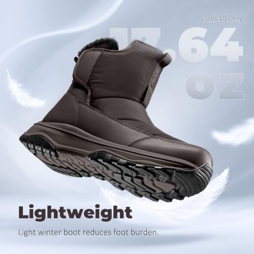 Coostar Mens Winter Snow Boots With Waterproof Adjustable Hook & Loop