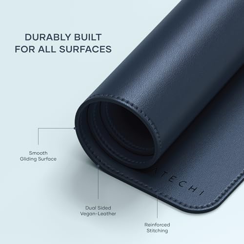 Satechi Vegan-Leather Desk Mat, Scratch and Water Resistant, Blue