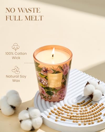 M&SENSE Peony Blush Suede Soy Candle, 14.1oz, Romantic Gift for Women
