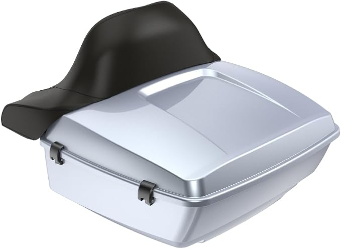 Advanblack Road Glide Tour Trunk Pack Brilliant Silver King Tour Trunk Pack Luggage +Wrap-Around Backrest Pad for '97-'25 Harley Touring Road King Street Glide Electra Glide CVO models
