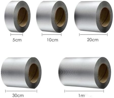 Waterproof Tape Butyl Tape Aluminum Foil Tape Butyl Tape Aluminum Foil Butyl Rubber Tape High Temperature Super Resistant god kvalitet Self Adhesive Wall Crack Roof Pipe Repair(10cmx5 Meters)