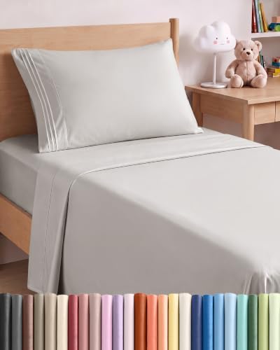 Twin XL Size 3 Piece Sheet Set - Breathable & Cooling Sheets - French Grey