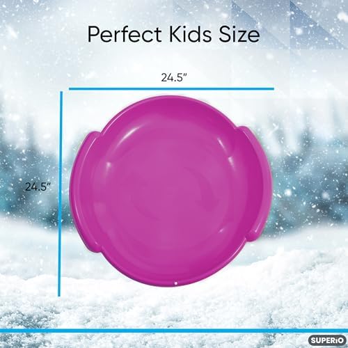 Superio Round Snow Saucer Sled- 24" Plastic Disc Sled for Kids and Adults- Heavy Duty Sled with Handles for Downhill Sledding, Winter Outdoor Sports