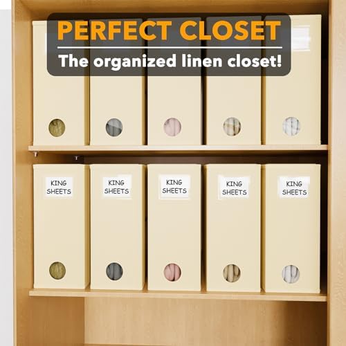 SpaceAid 10 Pack Bed Sheet Organizers and Storage, Foldable Sheet Organizer for Linen Closet, Sheets Set Folder Keeper with Window XL (Queen & King Size) Organizing Bedding Container, Beige