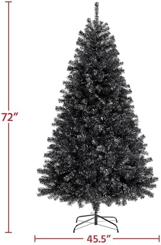 Yaheetech 6ft Pre-lit Christmas Tree with 300 Warm White Lights, Black