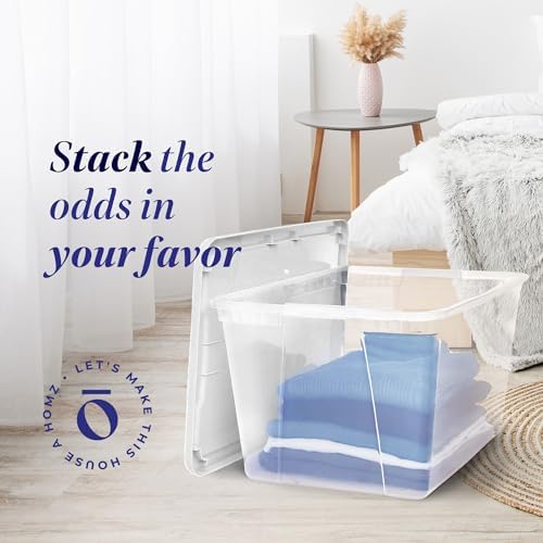 HOMZ Snaplock, Large Clear Plastic Storage Organizer Bins w/Lids, 2 Pack
