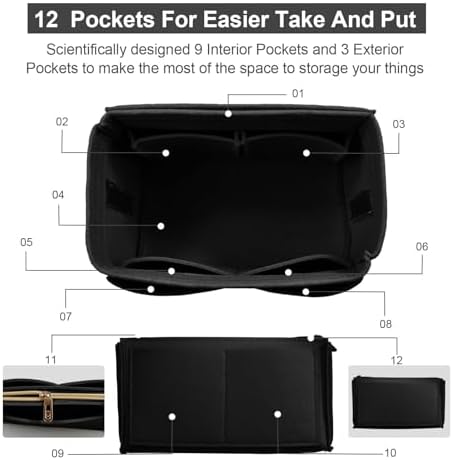 OMYSTYLE Purse Organizer Insert, Felt Tote Bag Organizer Insert with 5 Sizes, Handbag Dividers for Inside Purse, Compatible with Longchamp, Neverful, Speedy and More