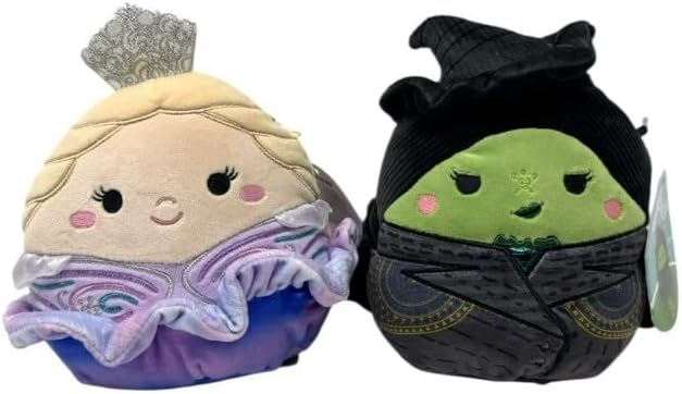 Squishmallows Wicked Glinda and Elphaba 7.5" Bundle Collectible Soft & Squishy Food Stuffed - Add to Your Squad - Gift for Kids, Girls & Boys