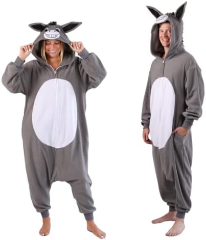 Funziez! Adult Onesie Halloween Costume Animal Dinosaur Shark Unisex Plush One Piece Cosplay Suit for Adults, Men and Women