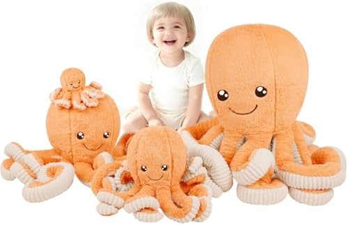 DENTRUN Octopus Plush Toy, Cute Stuffed Animal in 5 Colors 4 Sizes for Gift