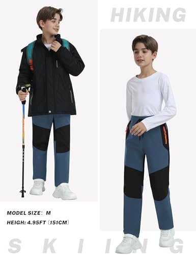 MoFiz Boys Snow Ski Pants Fleece Waterproof Winter Outdoor Hiking Pants