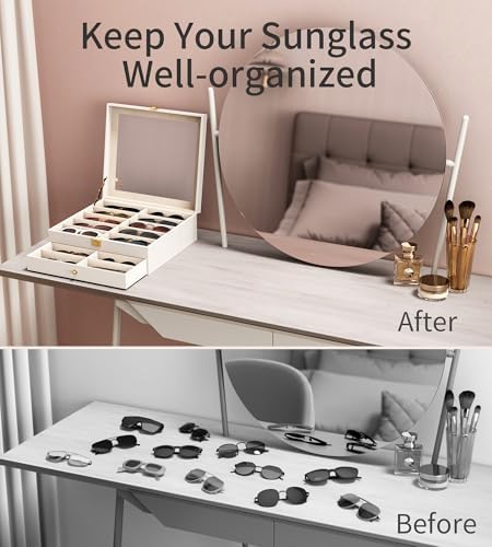 NEWLOOP 20 Slots Sunglass Organizer for Women Men Sunglasses Storage Box for Multiple Pairs of Eyeglass Holder Display Case