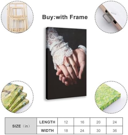 JDBeehpy Happiness Hold Hands Ring Canvas Wall Art Prints Framed 24x36inch