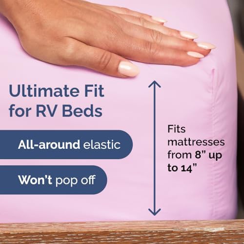 Short Queen Size 4 Piece Bed Sheet Set - RV Short Queen Sheets - Light Pink