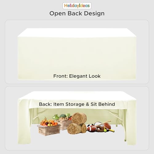 HolidayIdeas 4-Pack 4ft Open Back Fitted Tablecloths for Craft Shows Beige