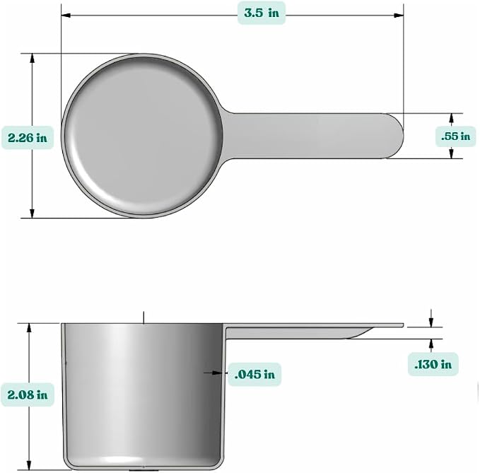 1/2 Cup (4 Oz. | 118.4 mL) Short Handle Plastic Measuring Scoop for Coffee, Protein Powder, Pet Food, Spices, Grains, Dry Goods – Food-Grade BPA-Free (Pack of 10)